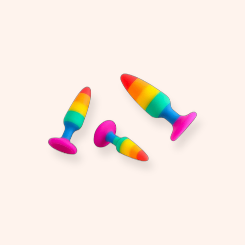 Plug anal arc-en-ciel Hiperloo Wooomy, silicone