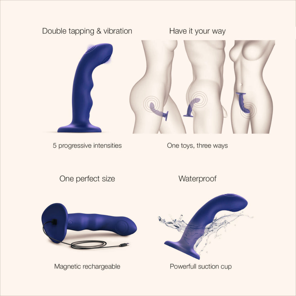 Tapping Dildo Wave Strap-on-Me bleu