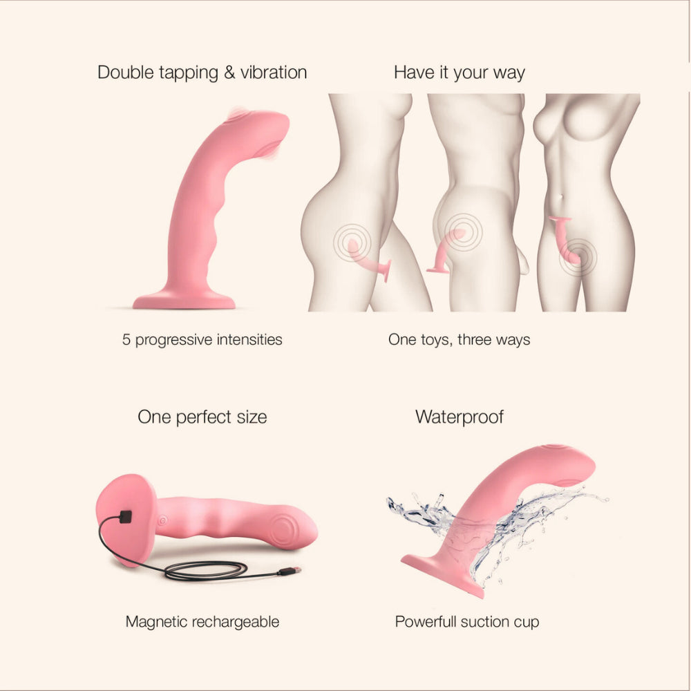 Tapping Dildo Wave Strap-on-Me rose