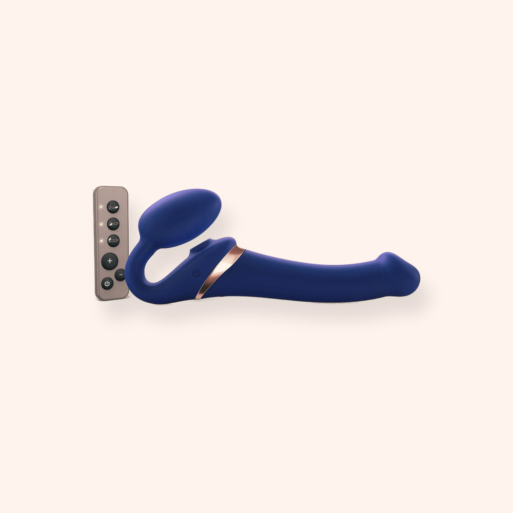 Strap-on Multi Orgasm telecommande triple stimulation bleu