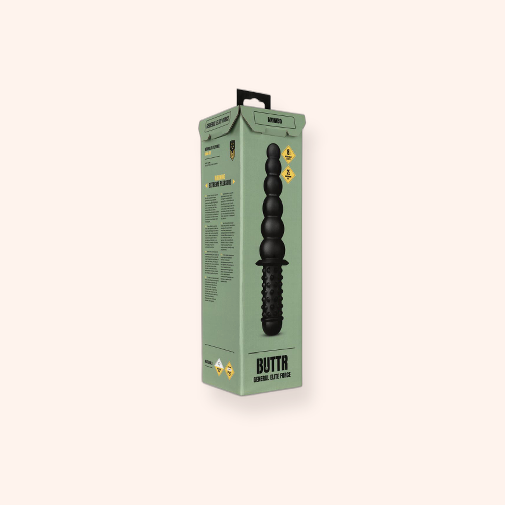 Double gode anal Akimbo BUTTR, silicone 35 cm