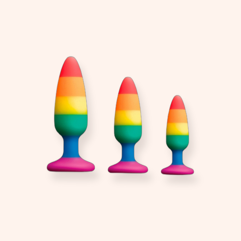 Plug anal arc-en-ciel Hiperloo Wooomy, silicone
